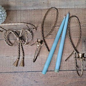 Vintage Twisted Rope Gold Candle Sconces & Heart